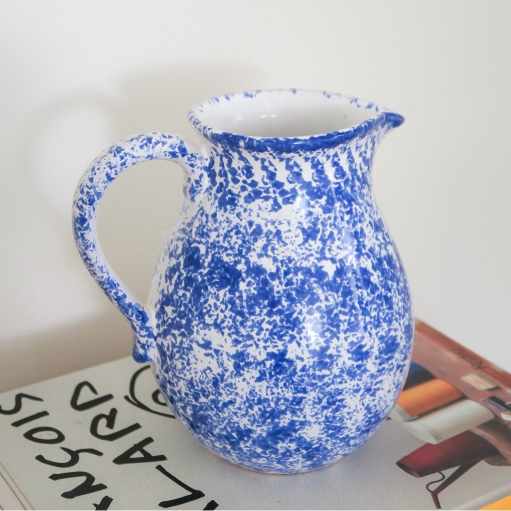 Blue Speckled Ceramic Pitcher